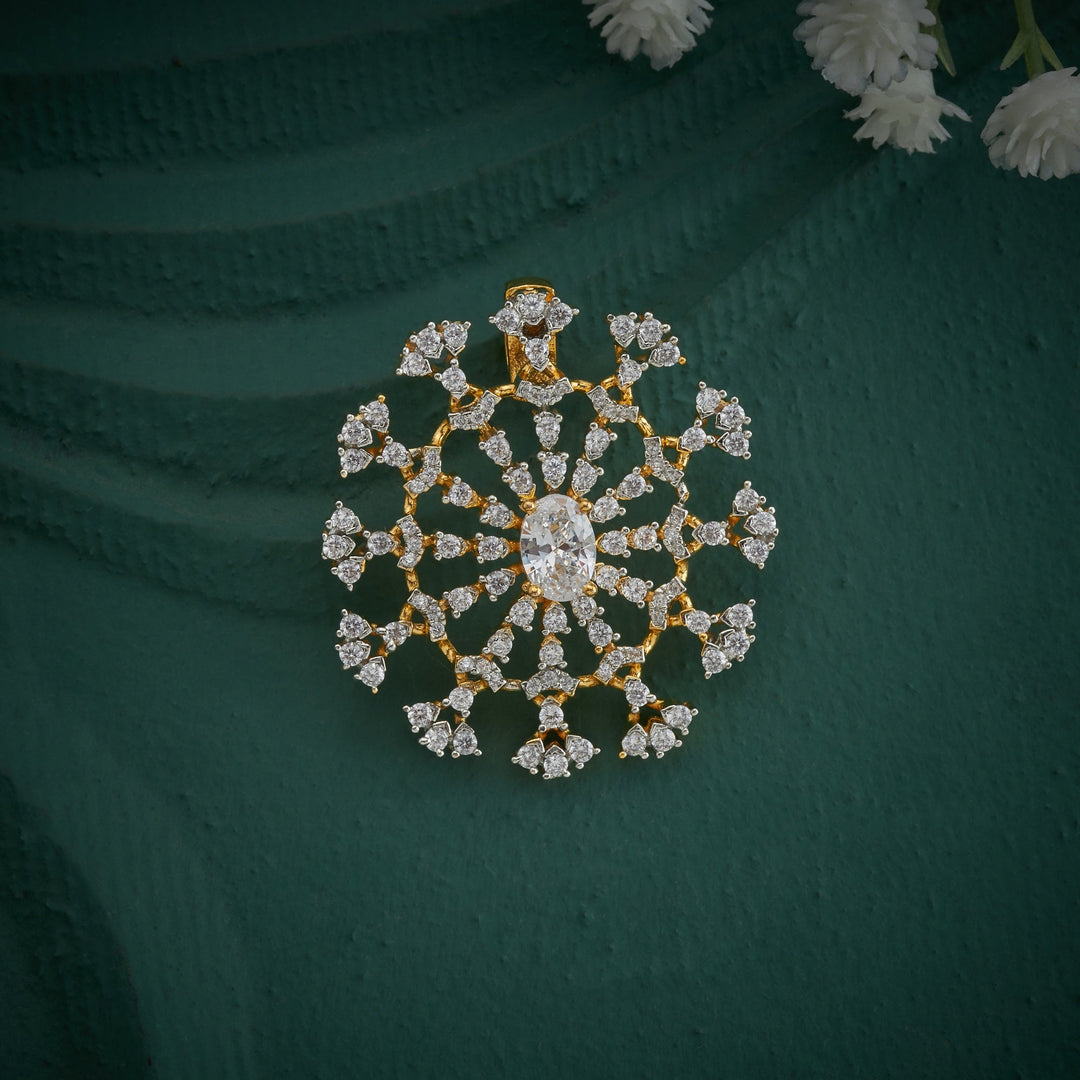 92.5 Silver, Gold Plated, Lily CZ Pendant Set