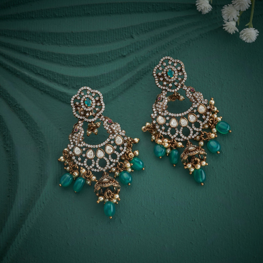 92.5 Silver, 24ktGold Plated, Victorian Flora Danglers | SHOBITAM