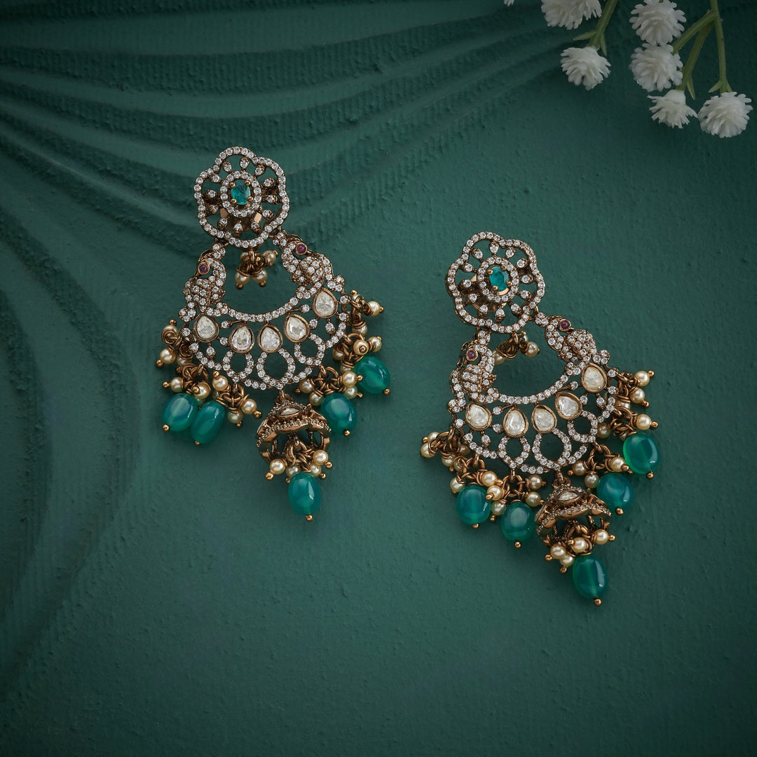 92.5 Silver, 24ktGold Plated, Victorian Flora Danglers | SHOBITAM