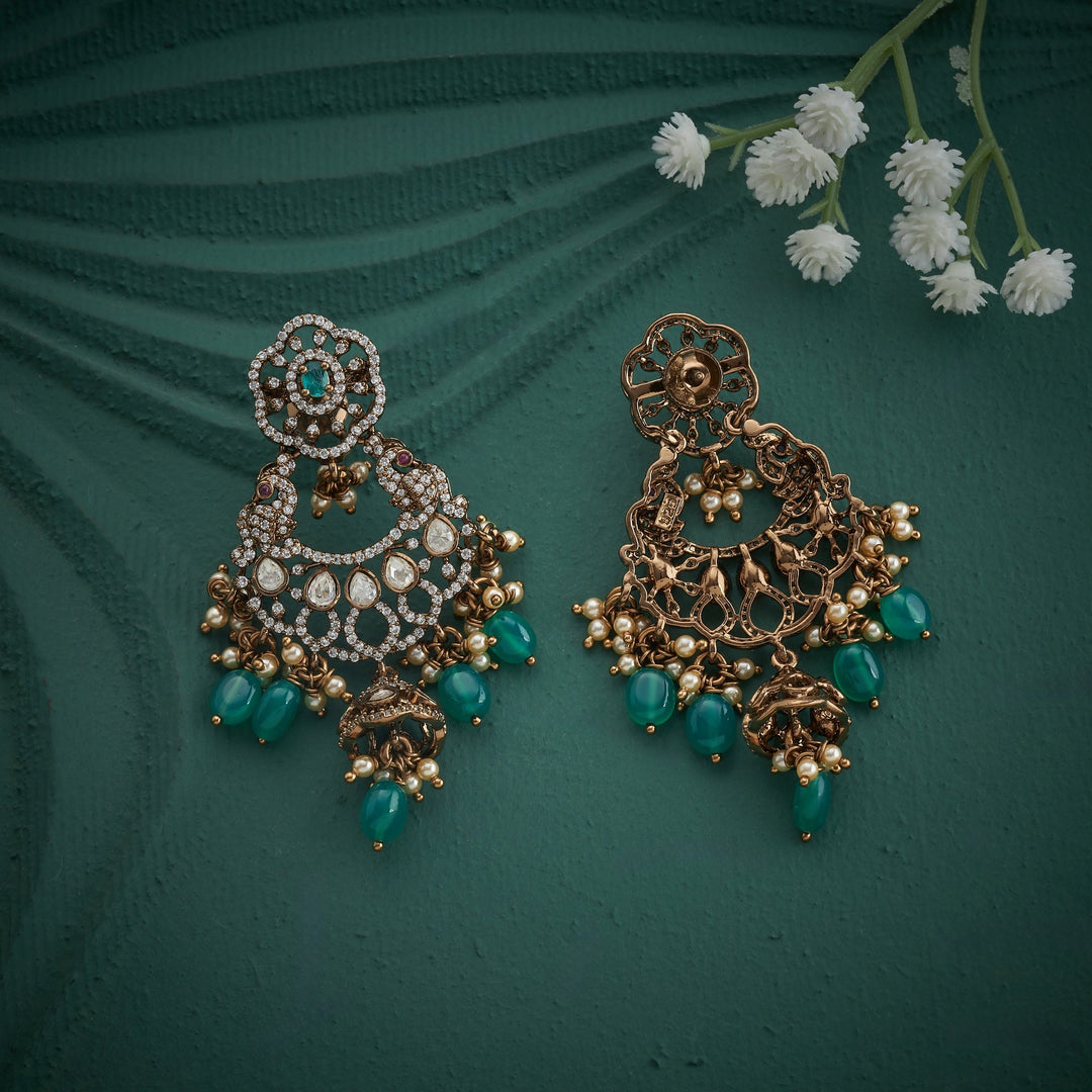 92.5 Silver, 24ktGold Plated, Victorian Flora Danglers | SHOBITAM