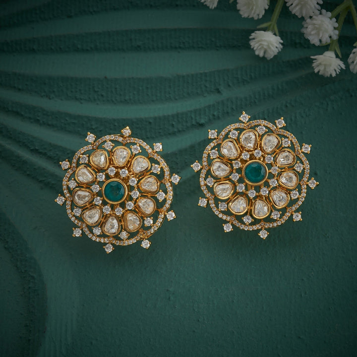 92.5 Silver, Gold Plated, Victorian Orchid Studs | SHOBITAM