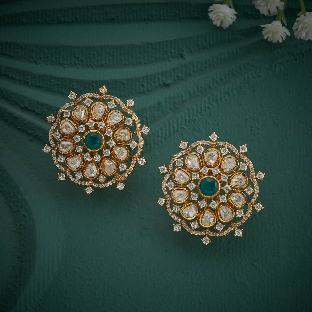 92.5 Silver, Gold Plated, Victorian Orchid Studs | SHOBITAM