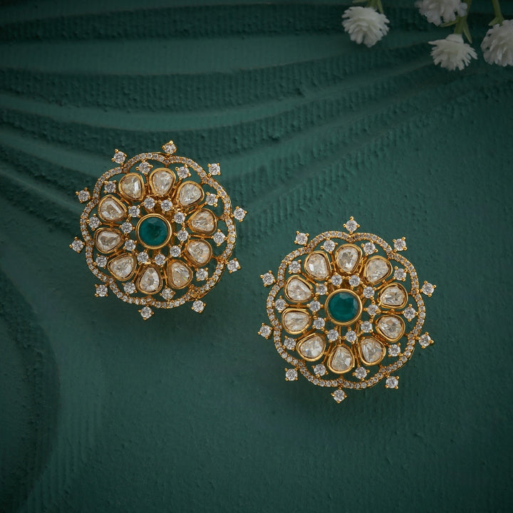 92.5 Silver, Gold Plated, Victorian Orchid Studs | SHOBITAM