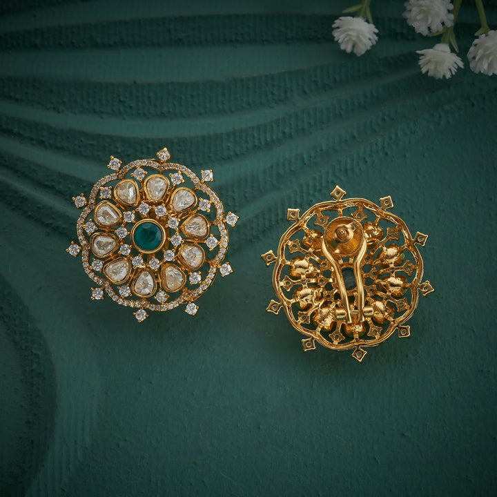 92.5 Silver, Gold Plated, Victorian Orchid Studs | SHOBITAM
