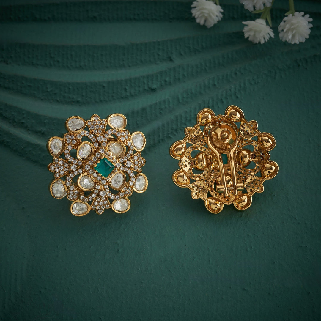 92.5 Silver, 24ktGold Plated, Frosted Victorian Studs | SHOBITAM