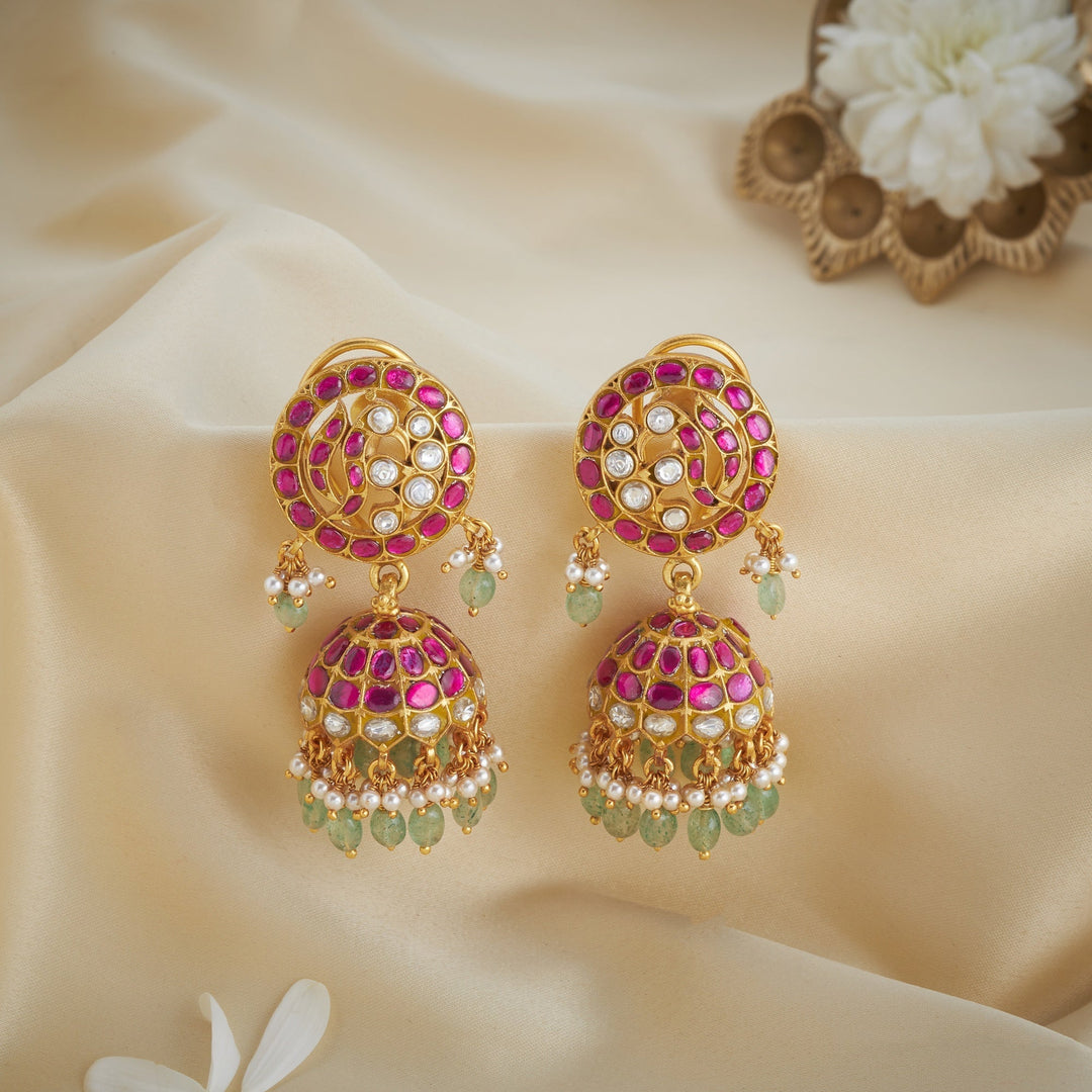 92.5 Silver Hansi Kundan Jhumki | SHOBITAM