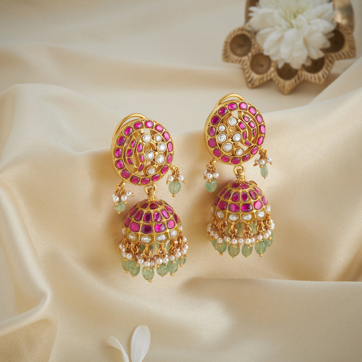 92.5 Silver Hansi Kundan Jhumki | SHOBITAM