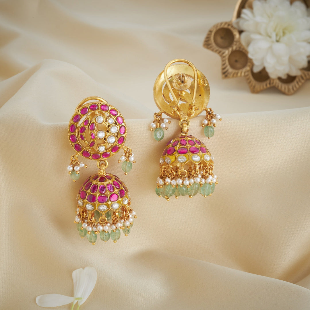 92.5 Silver Hansi Kundan Jhumki | SHOBITAM