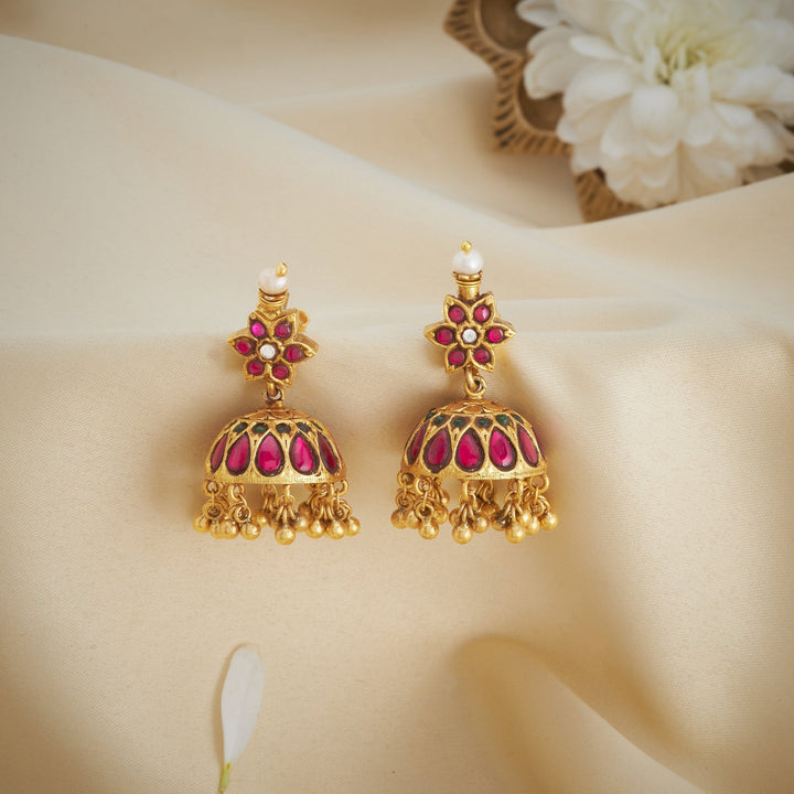 92.5 Silver, Gold Plated Phoollata Kundan Jhumki
