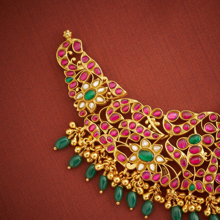 92.5 Silver, 24kt Gold Polish Floralika Kundan Necklace | SHOBITAM