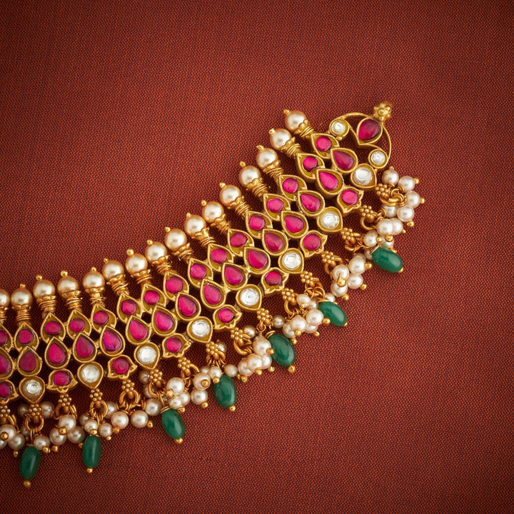 Pure 92.5 Silver, Gold Plated Swaralika Kundan Necklace | SHOBITAM