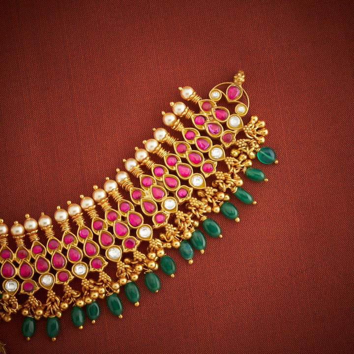 92.5 Silver Gold Plated Swaralika Kundan Necklace| SHOBITAM