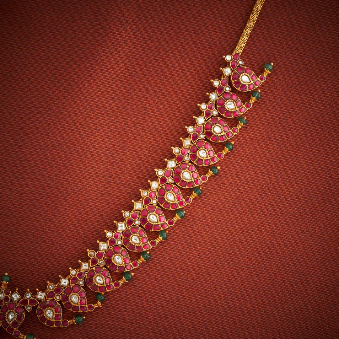 Pure 92.5 Silver, Gold Plated Kairi Sundari Kundan Necklace | SHOBITAM