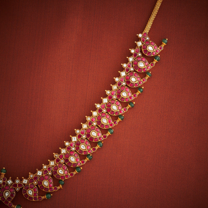 Pure 92.5 Silver, Gold Plated Kairi Sundari Kundan Necklace | SHOBITAM
