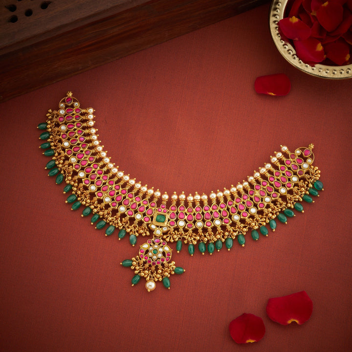 Pure 92.5 Silver, Gold Plated Swaralika Kundan Necklace | SHOBITAM