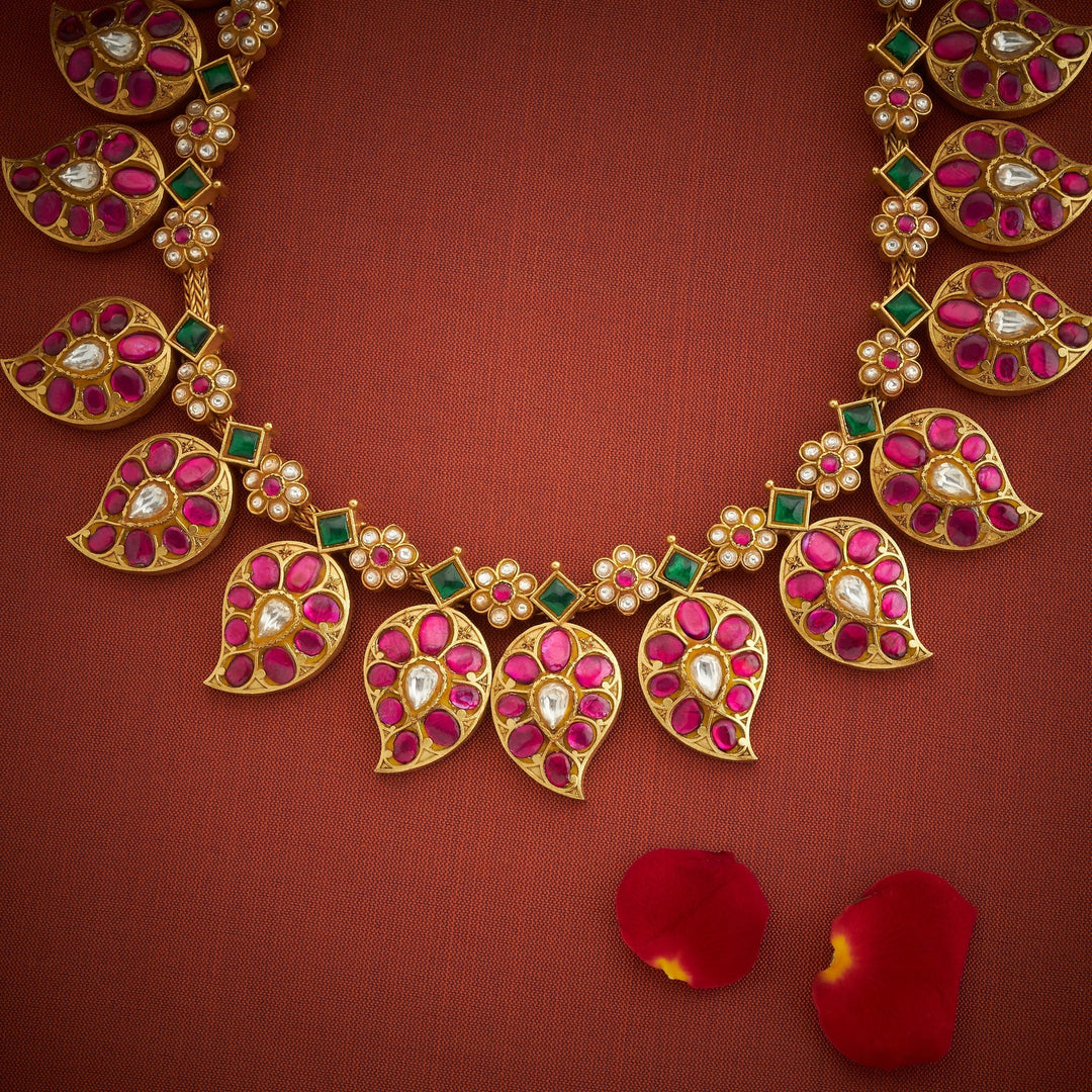 Pure 92.5 Silver, Gold Plated Manglika Kundan Necklace | SHOBITAM