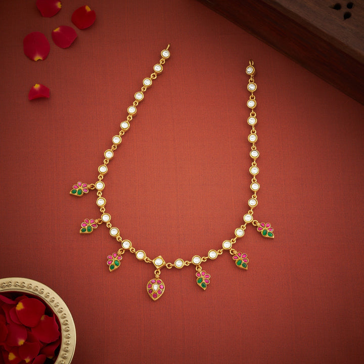 Pure 92.5 Silver, Gold Plated Pearviya Kundan Necklace | SHOBITAM