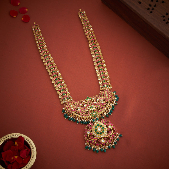 92.5 Silver, 24kt Gold Polish Morika Rani Kundan Necklace | SHOBITAM