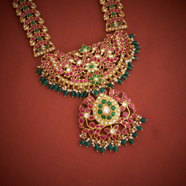92.5 Silver, 24kt Gold Polish Morika Rani Kundan Necklace | SHOBITAM