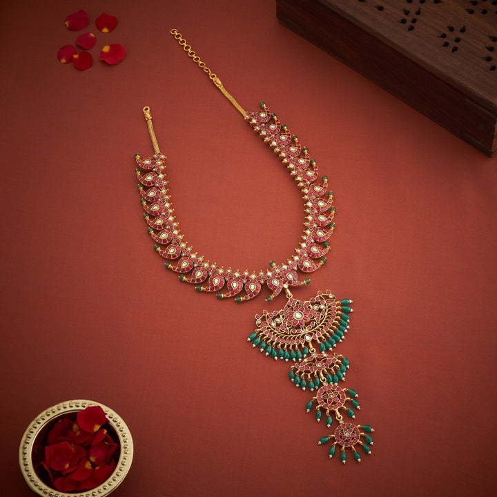 Pure 92.5 Silver, Gold Plated Kairi Sundari Kundan Necklace | SHOBITAM