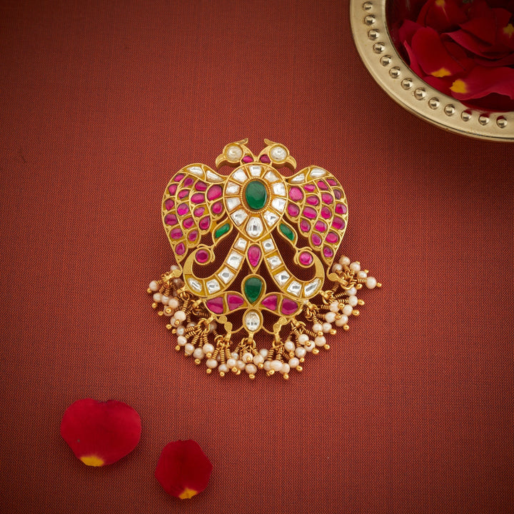 92.5 Silver,Gold Plated Gandarika Kundan Pendant | SHOBITAM