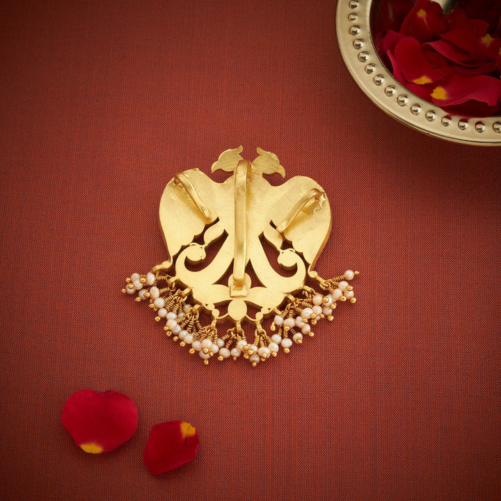 92.5 Silver, 24kt Gold Polish Gandarika Kundan Pendant | SHOBITAM