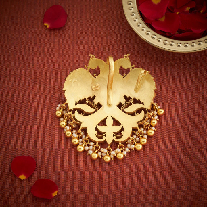 Pure 92.5 Silver, Gold Plated Berundesh Kundan Pendant | SHOBITAM