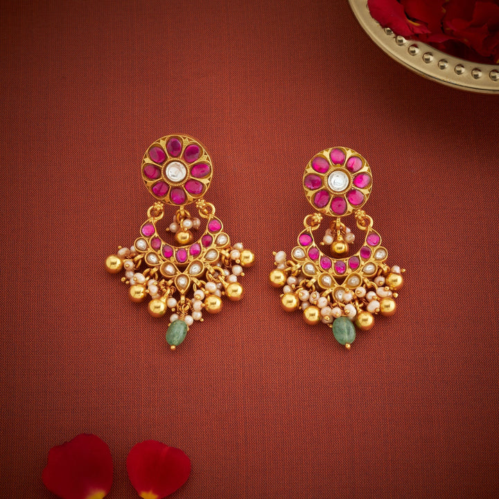 92.5 Silver, Gold Plated Komal Kundan Danglers | SHOBITAM