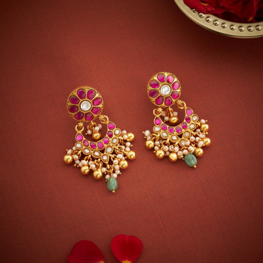 92.5 Silver, Gold Plated Komal Kundan Danglers | SHOBITAM