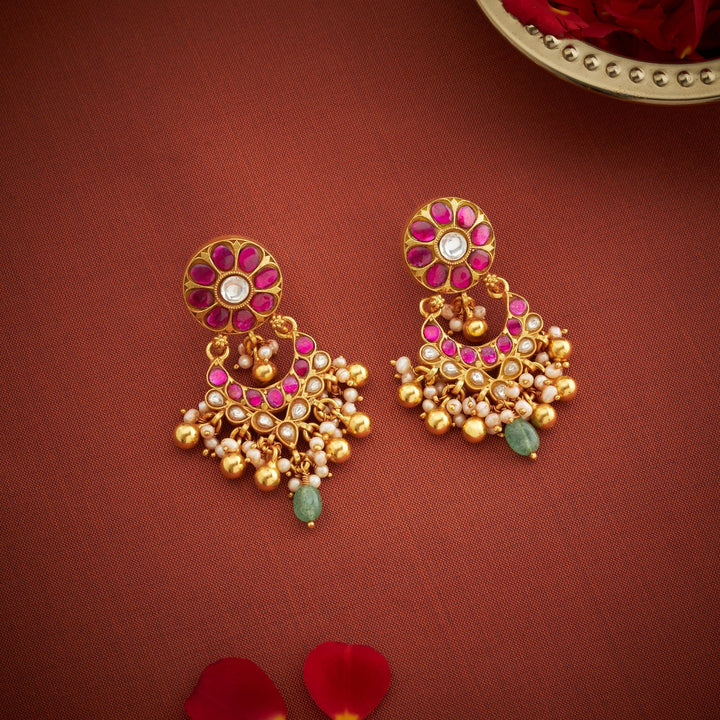 92.5 Silver, Gold Plated Komal Kundan Danglers | SHOBITAM