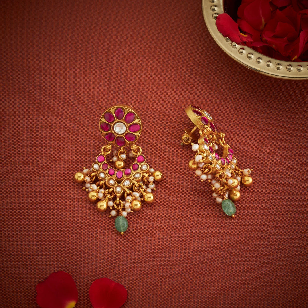 92.5 Silver, Gold Plated Komal Kundan Danglers | SHOBITAM