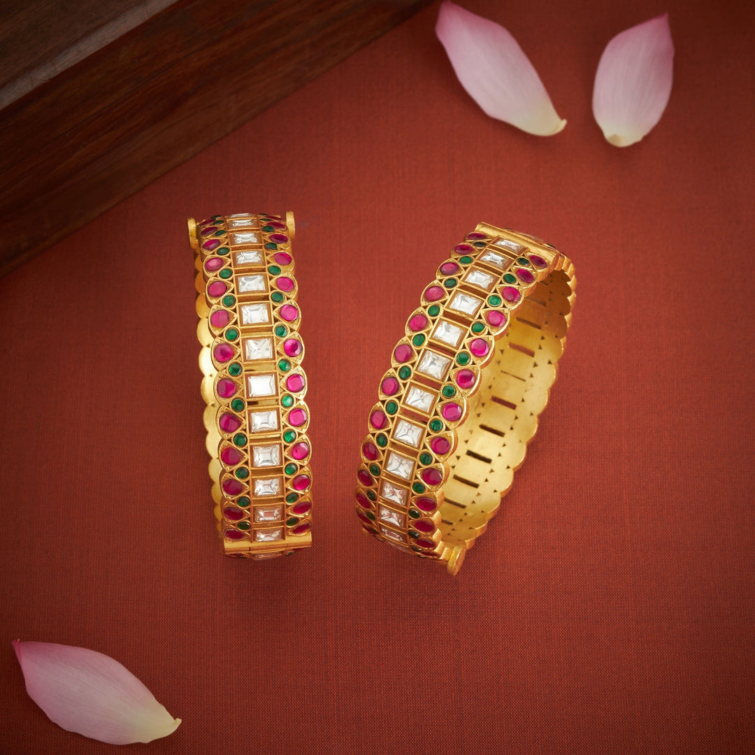 92.5 Silver Kundara Kundan Bangles | SHOBITAM