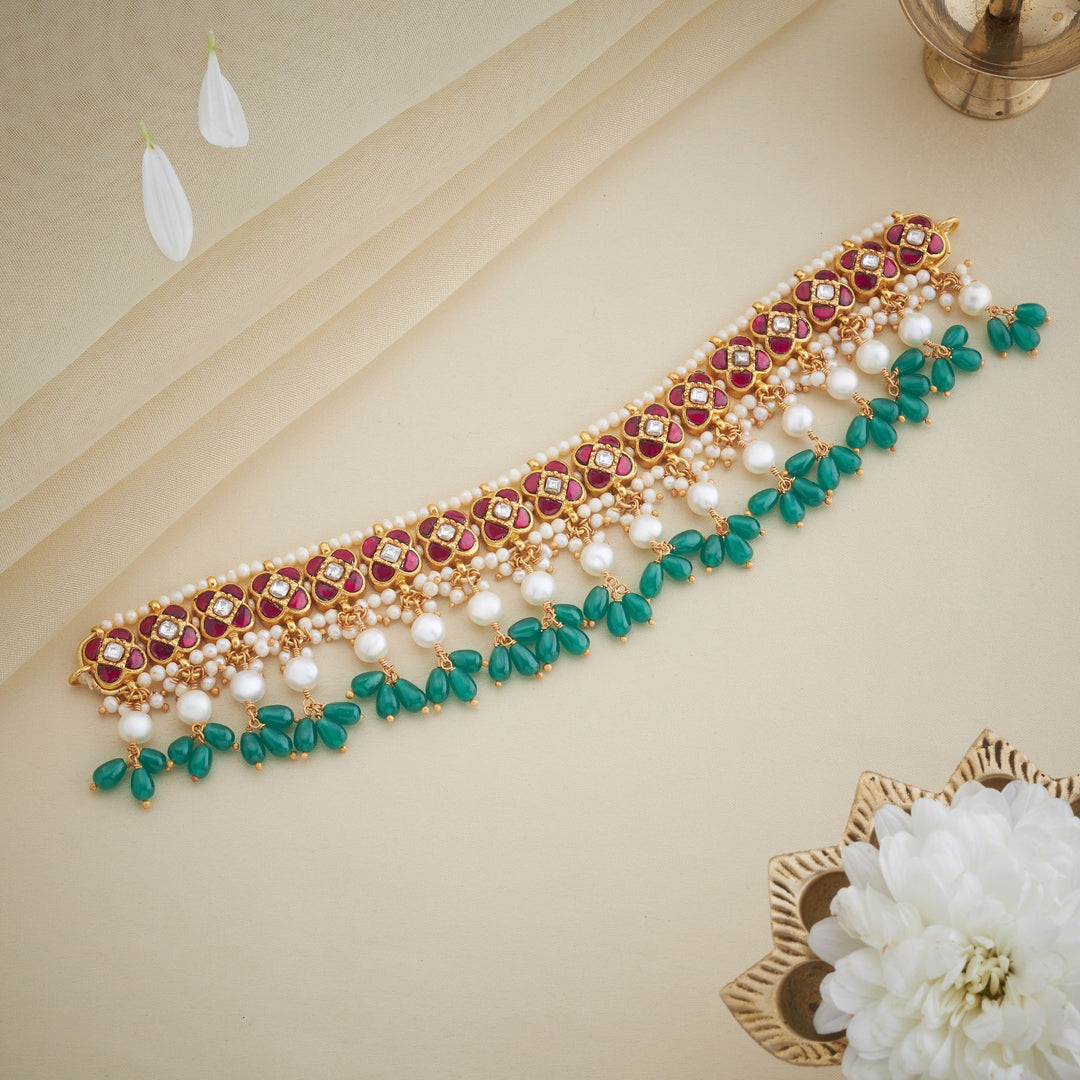 92.5 Silver, Gold Plated Shahi Moti Kundan Choker | SHOBITAM