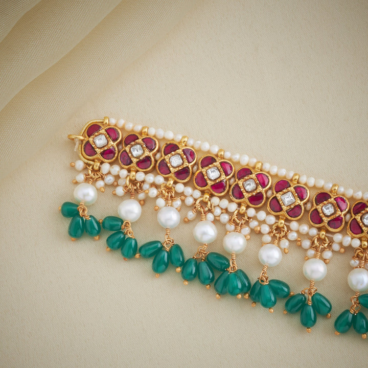 92.5 Silver, Gold Plated Shahi Moti Kundan Choker | SHOBITAM