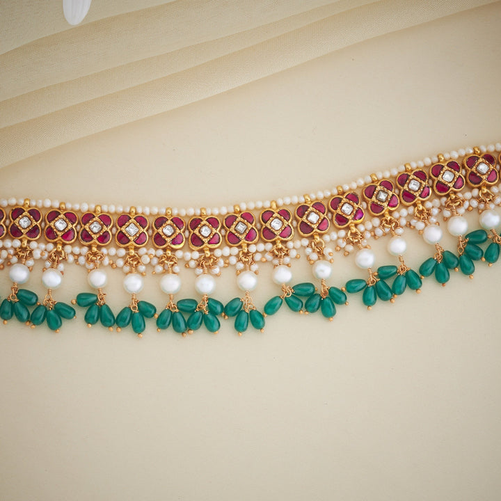 92.5 Silver, Gold Plated Shahi Moti Kundan Choker | SHOBITAM