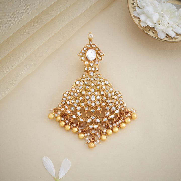 Pure 92.5 Silver, Gold Plated Pakshini Kundan Pendant | SHOBITAM