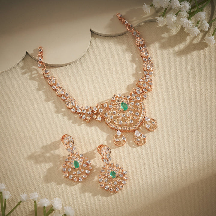 92.5 Silver ,Gold Plated Lustre Stone Necklace | SHOBITAM