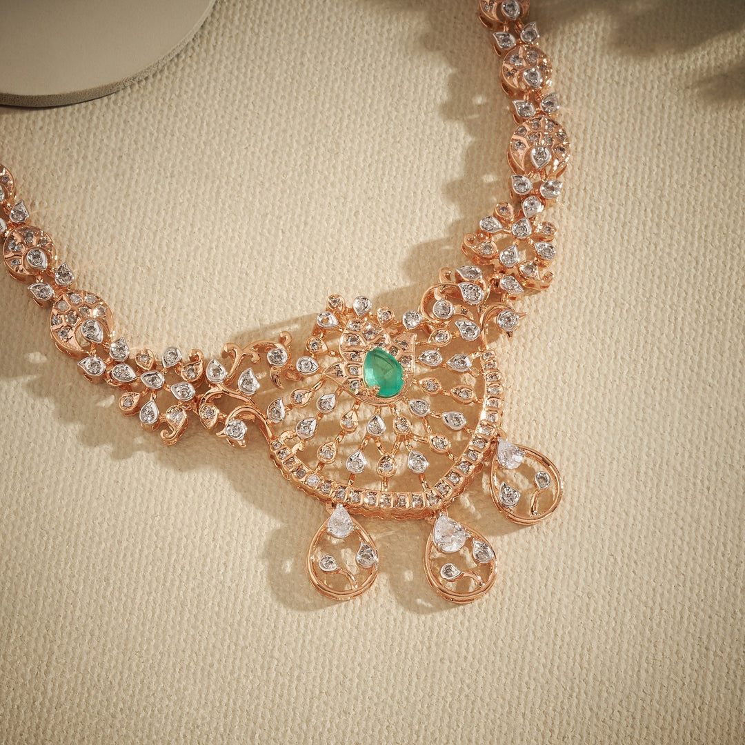 92.5 Silver ,Gold Plated Lustre Stone Necklace | SHOBITAM