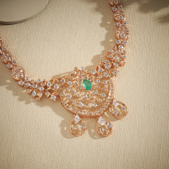 92.5 Silver ,Gold Plated Lustre Stone Necklace | SHOBITAM