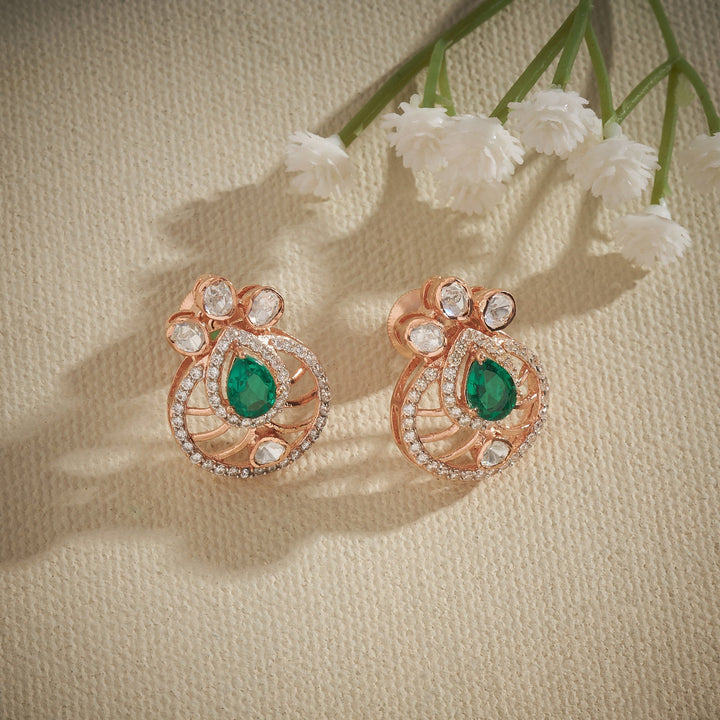 92.5 Silver, 24kt Gold Polish Verde Shine Victorian Kanti Set | SHOBITAM