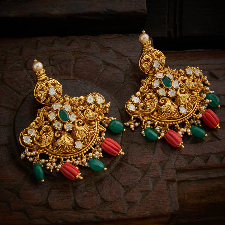 Pure 92.5 Silver, Gold Plated Peacock Gajendra Necklace Set