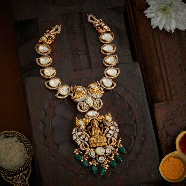 92.5 Silver, 24kt Gold Polish Alokini Polki Necklace | SHOBITAM