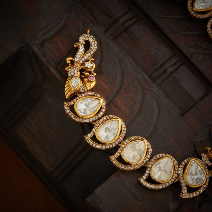 92.5 Silver, 24kt Gold Polish Alokini Polki Necklace | SHOBITAM