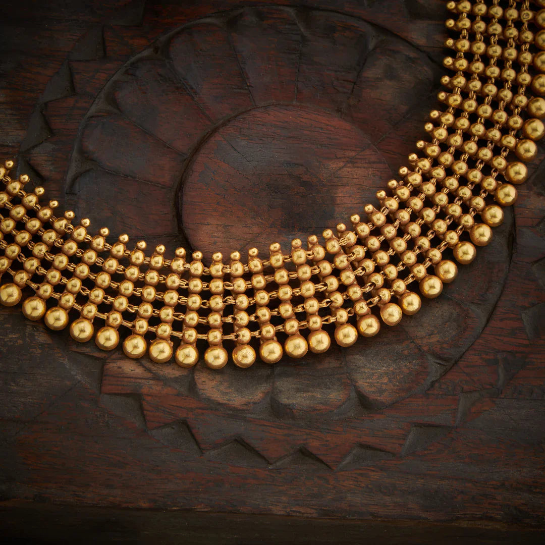 Pure 92.5 Silver, Gold Plated Chatai Necklace Set