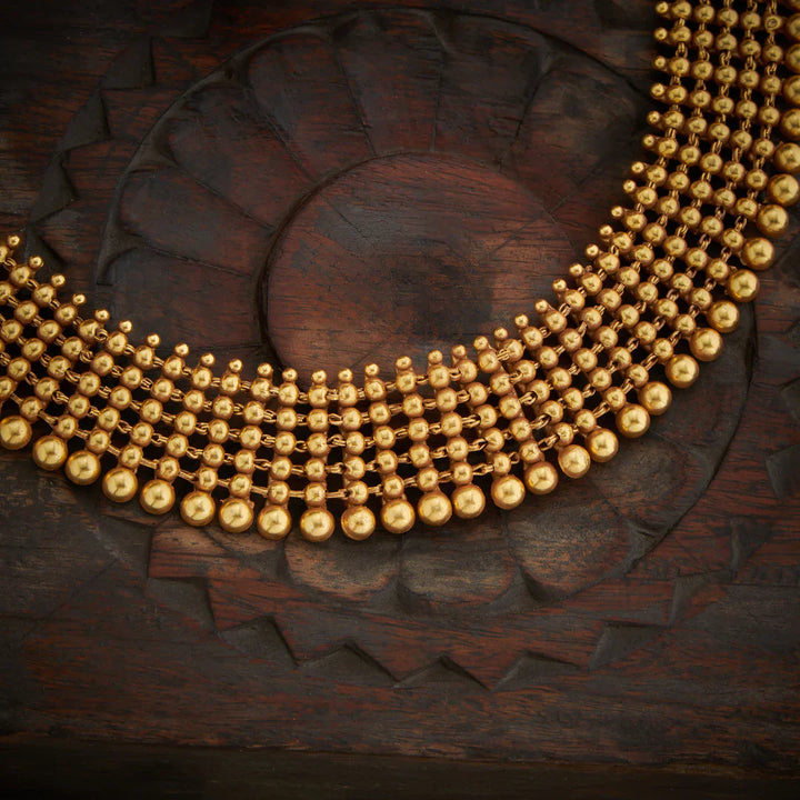 Pure 92.5 Silver, Gold Plated Chatai Necklace Set