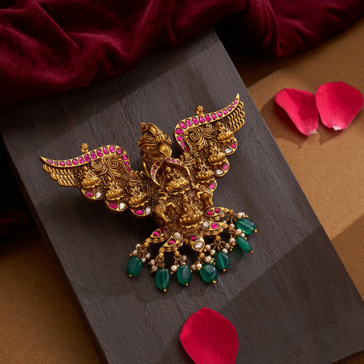 92.5 Silver, 24kt Gold Polish Vahana Temple Pendant | SHOBITAM