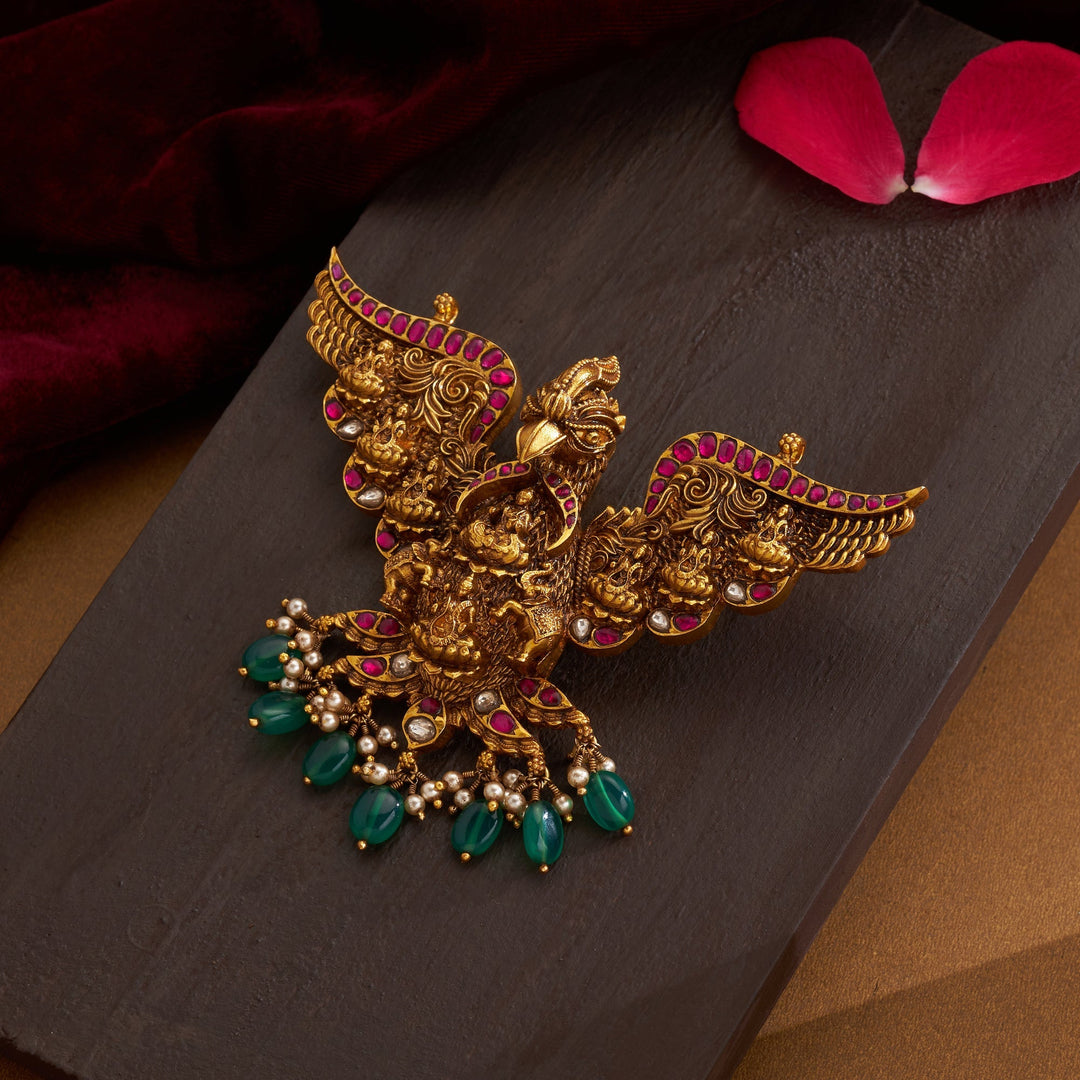 92.5 Silver, 24kt Gold Polish Vahana Temple Pendant | SHOBITAM
