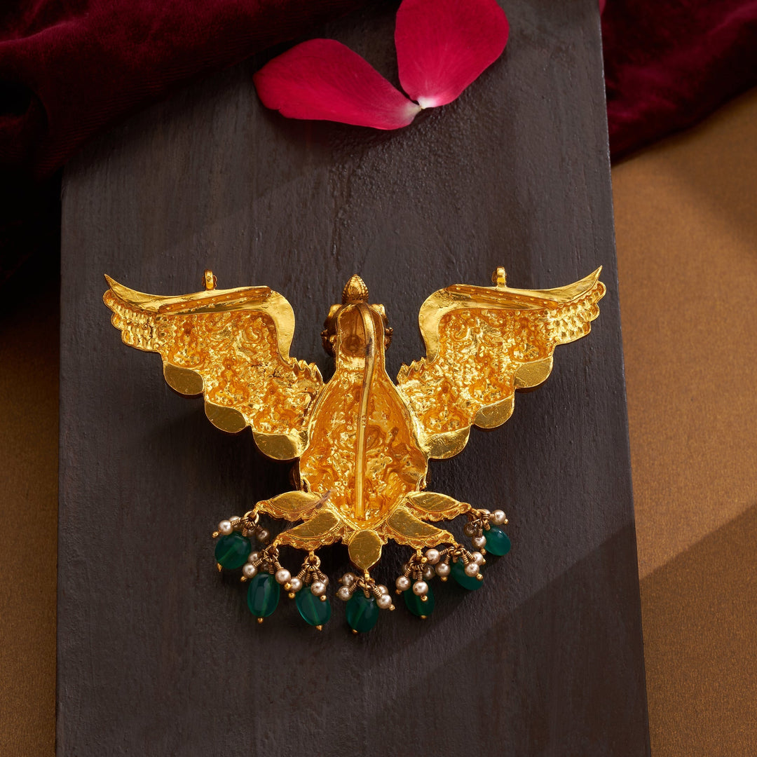 92.5 Silver, 24kt Gold Polish Vahana Temple Pendant | SHOBITAM