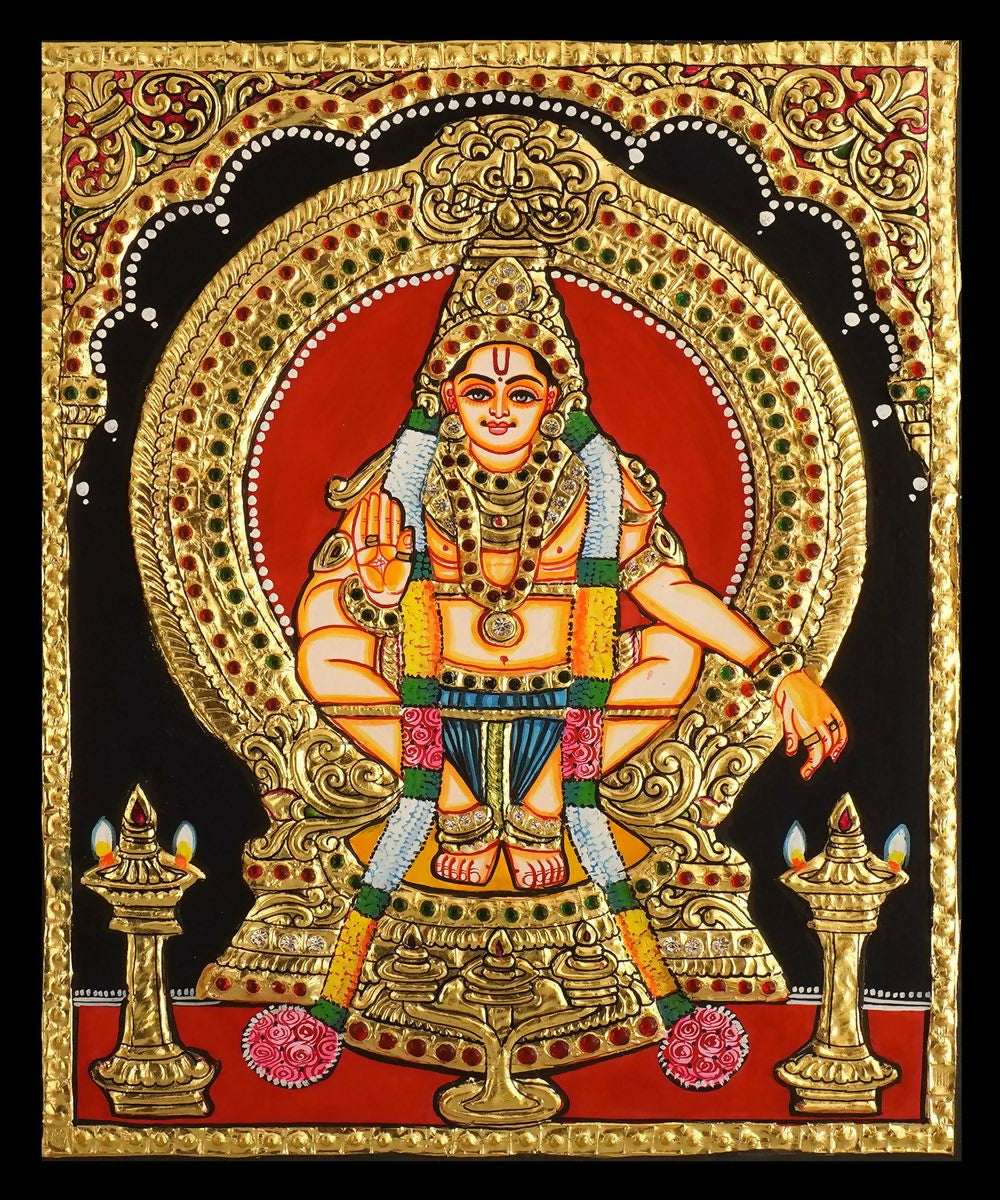 TANJORE PAINTING AYYAPPA 12*10 | SHOBITAM