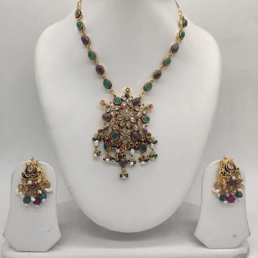 Regal Prism Multicolour CZ Necklace Set | SHOBITAM